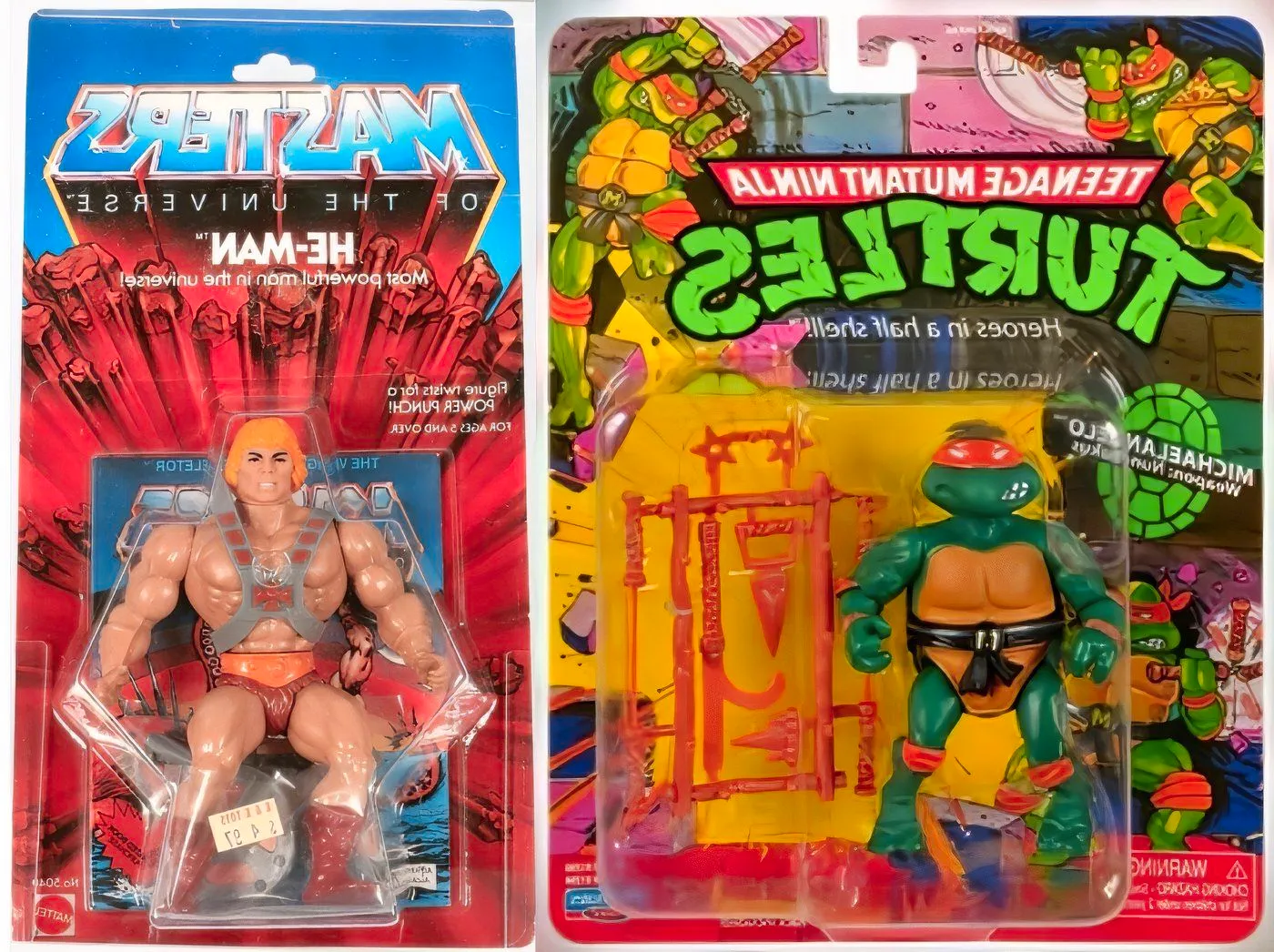 He-Man and TMNT's Michelangelo action figures. Image