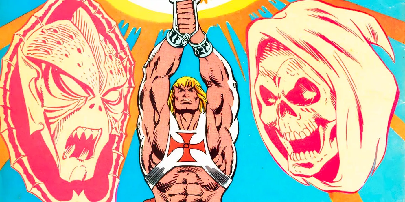 He-Man holding up his sword to channel his power. Image