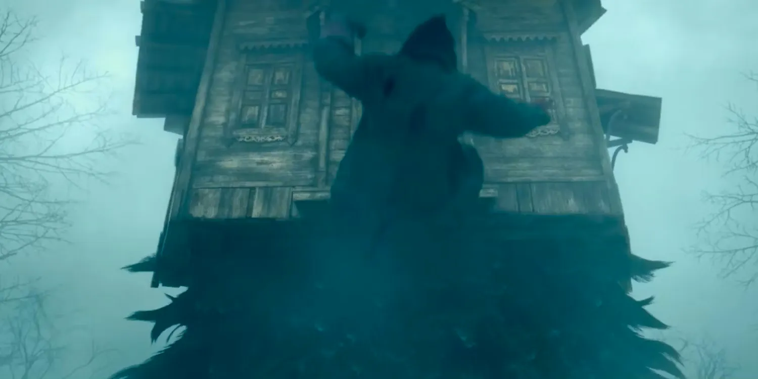 Hellboy Falls From Baba Yaga's House Image