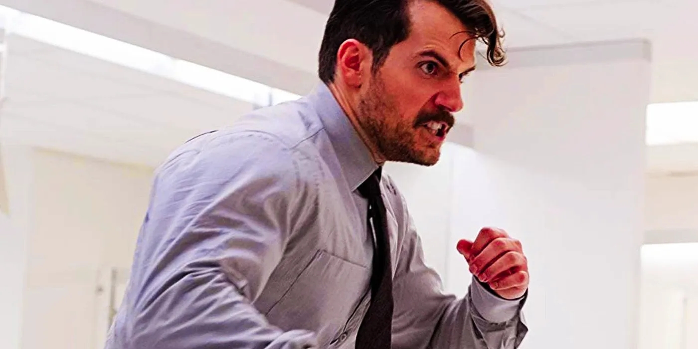 Henry Cavill as August Walker fighting in a bathroom in Mission Impossible Fallout Image