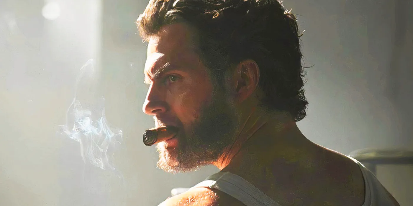 Henry Cavill with a cigar in his mouth as Wolverine in Deadpool & Wolverine Image