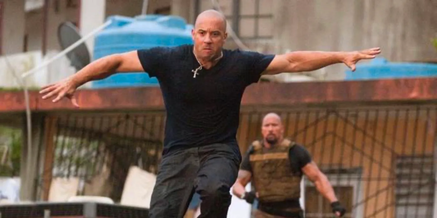 Hobbs chases Dom across Rio in Fast Five. Image