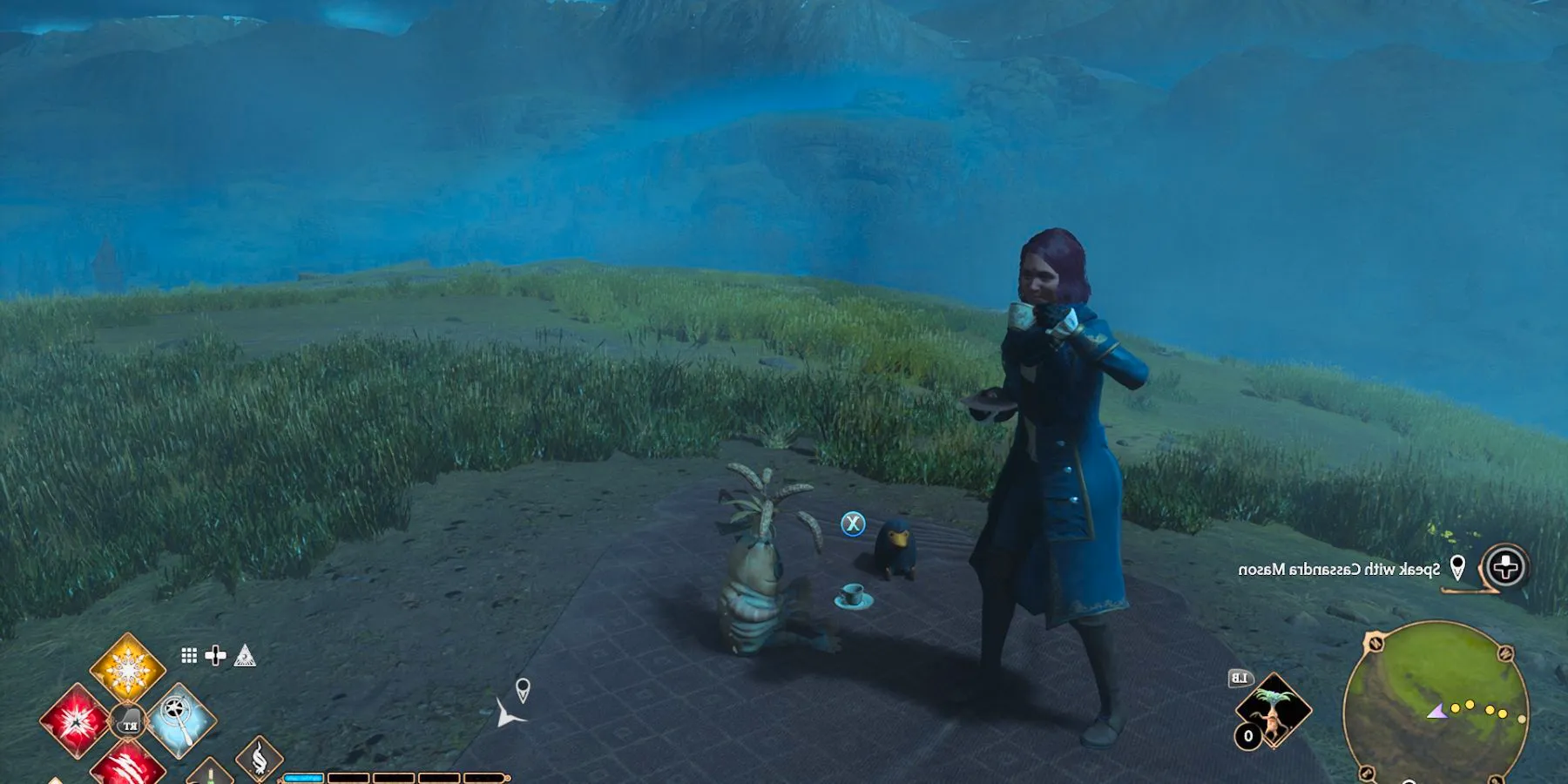 hogwarts legacy player drinking a cup of tea at the secret niffler tea party Image