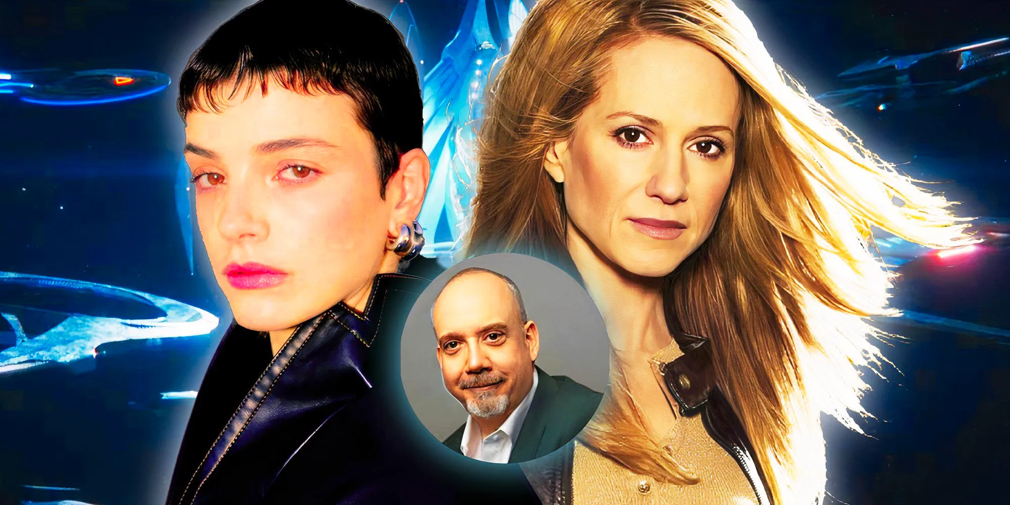 Holly Hunter, Zoe Steiner and Paul Giamatti in Star Trek: Starfleet Academy Image