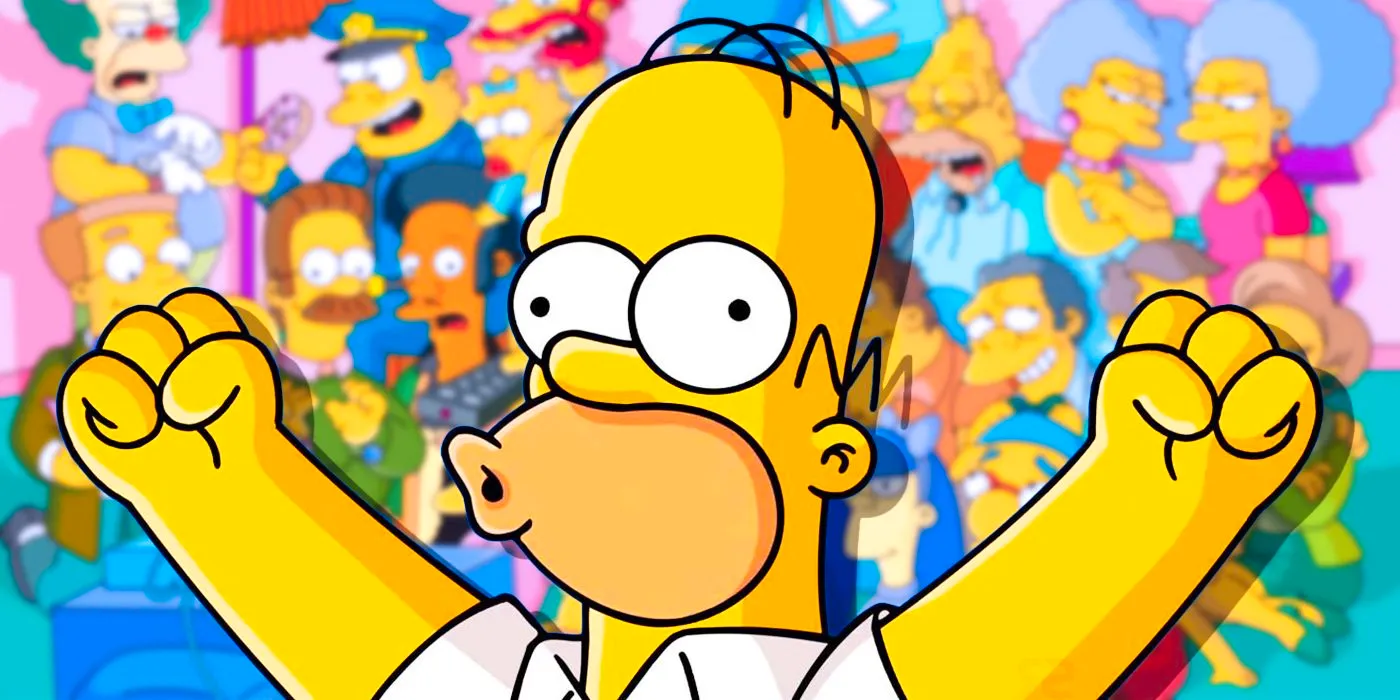 Homer over an image of most of the main character on The Simpsons  Image