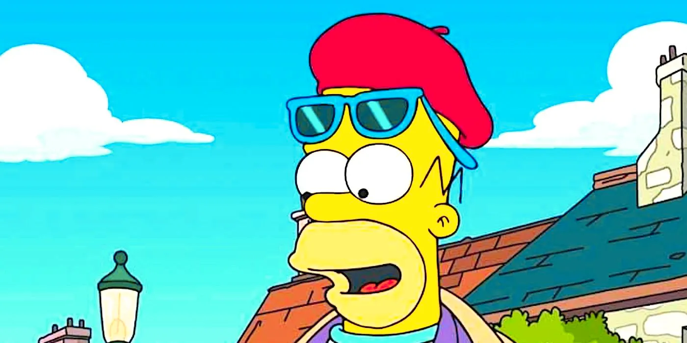 Homer wears a beret and sunglasses in The Simpsons season 35 episode 17 Image