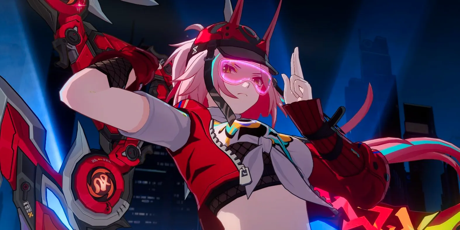 Honkai Star Rail's Rappa does a finger seal in her Sealform State. Image