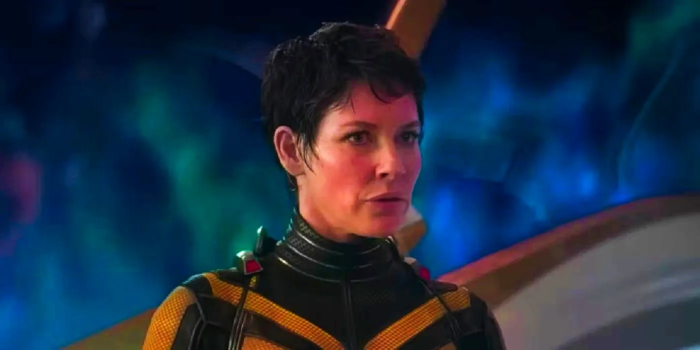 Hope wearing her new yellow Wasp suit in Ant-Man and the Wasp Quantumania Image