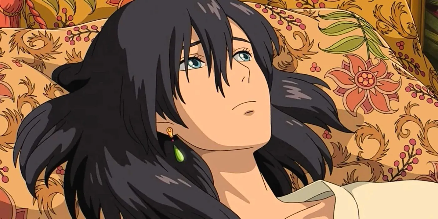 Howl Jenkins Pendragon lying down and looking upset in Howl's Moving Castle Image