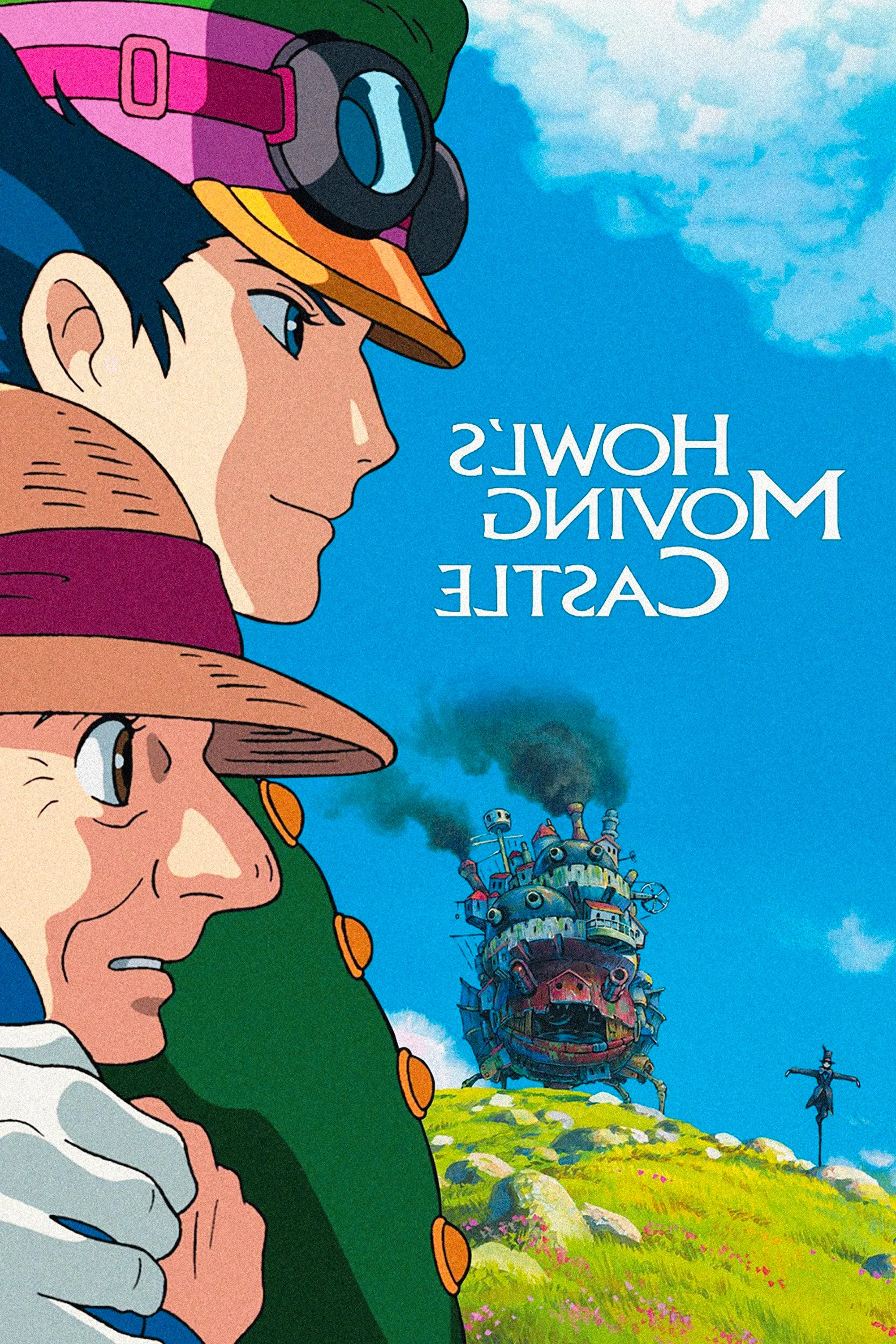 Howl's Moving Castle Poster official movie poster depicting Howl and Sophie, and well as his castle. Image