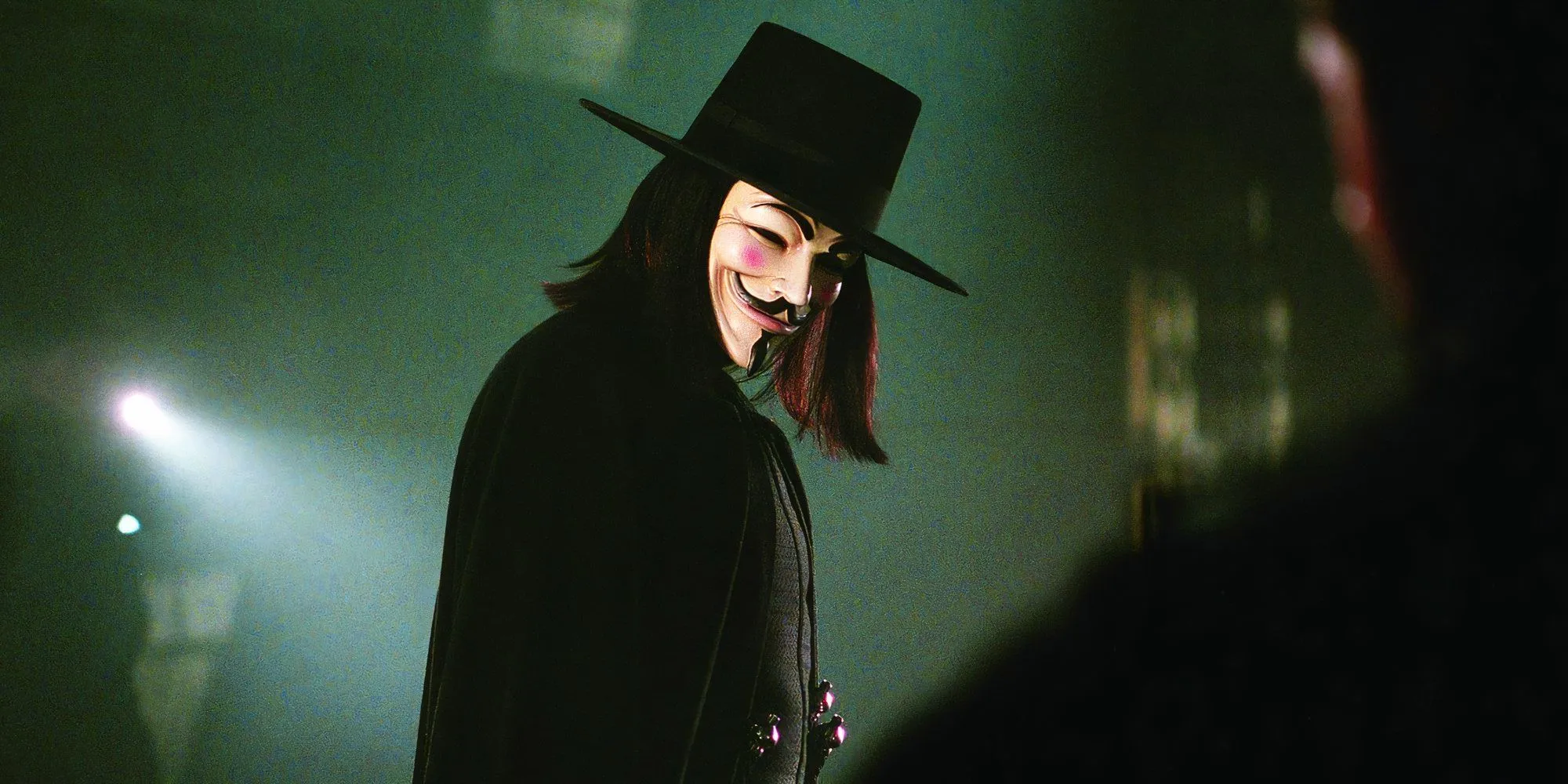 Hugo Weaving as V in V for Vendetta with his iconic Guy fawkes mask Image