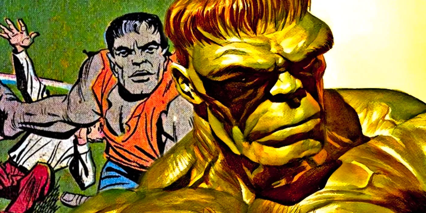 Hulk from The Immortal Hulk with the version of himself from his first appearance. Image