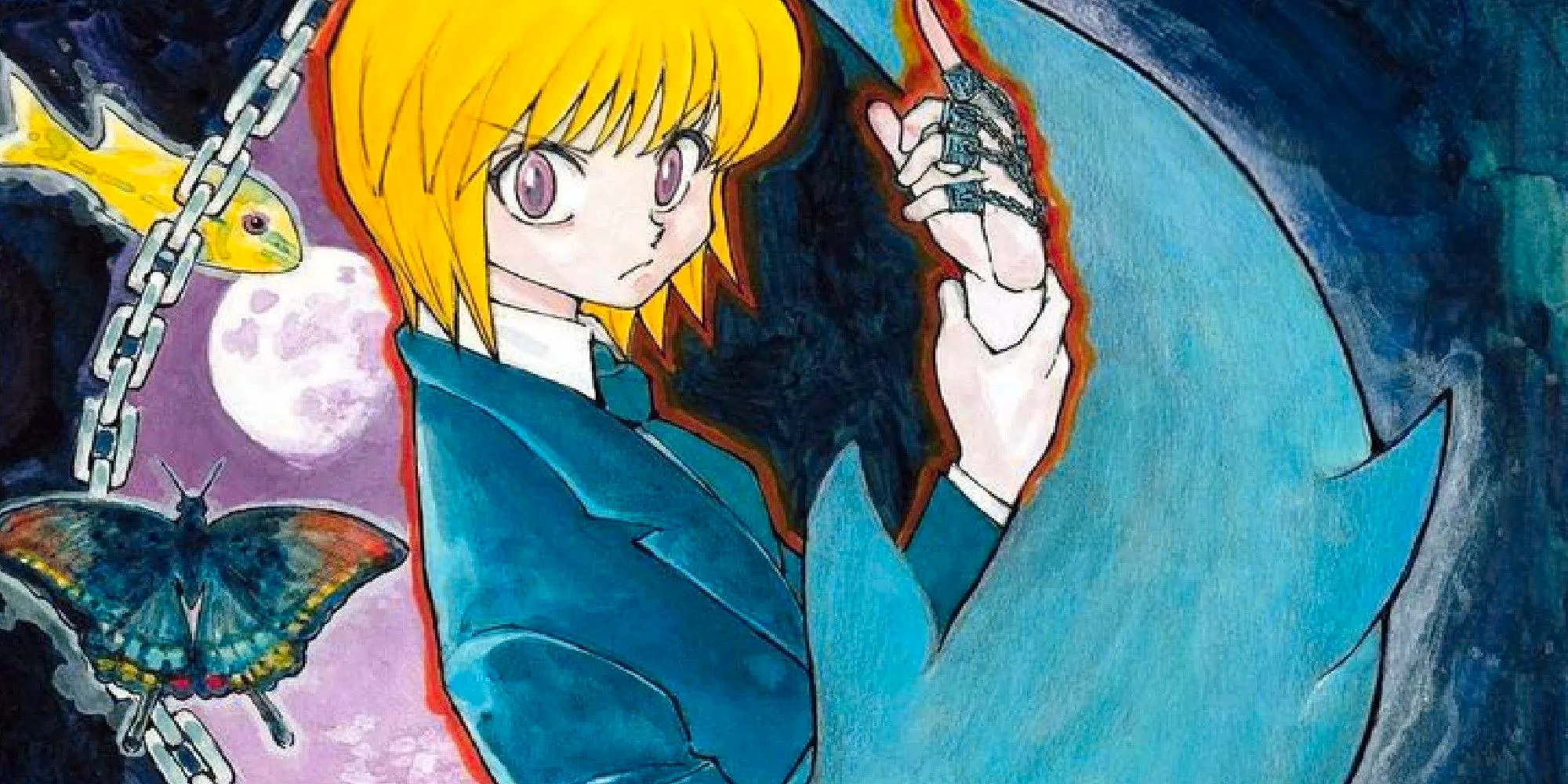 Hunter X Hunter volume 33 cover featuring Kurapika and a dolphin Image