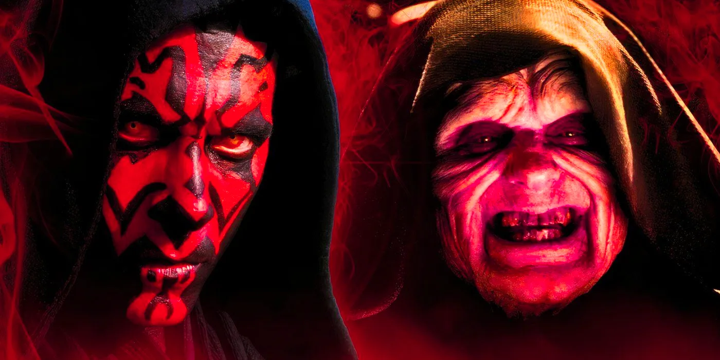 Ian McDiarmid's Emperor Palpatine and Ray Park's Darth Maul looking sinister edited together in Star Wars Image