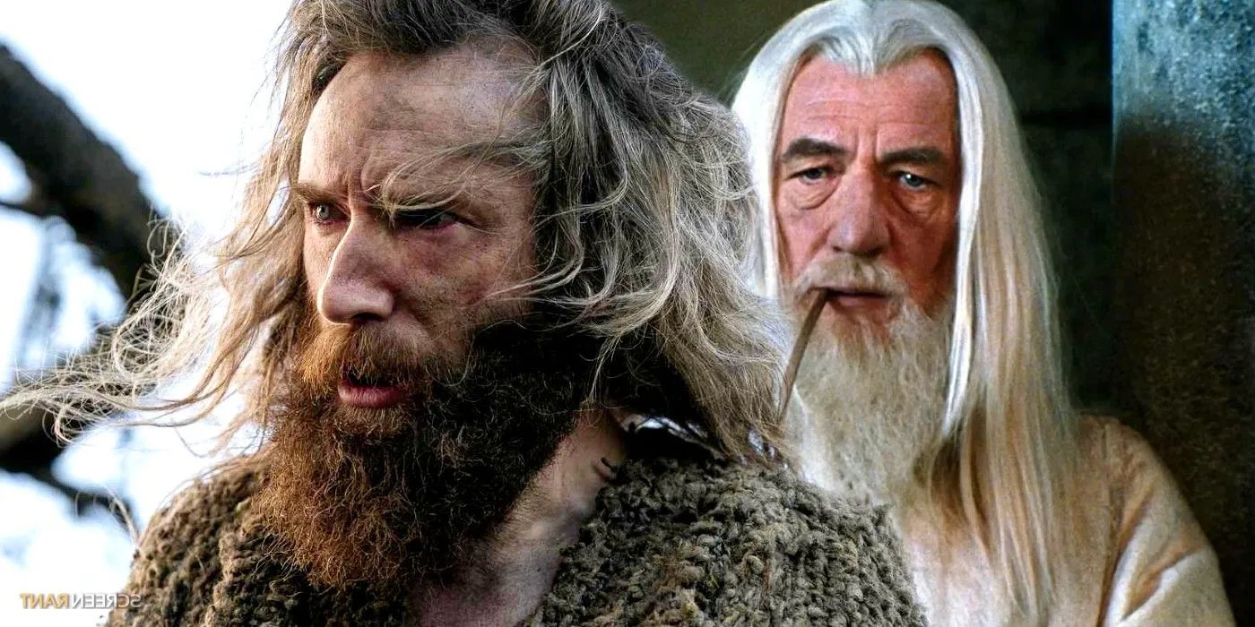 Ian McKellen as Gandalf in The Lord of the Rings and Daniel Weyman as the Stranger in The Rings of Power. Image