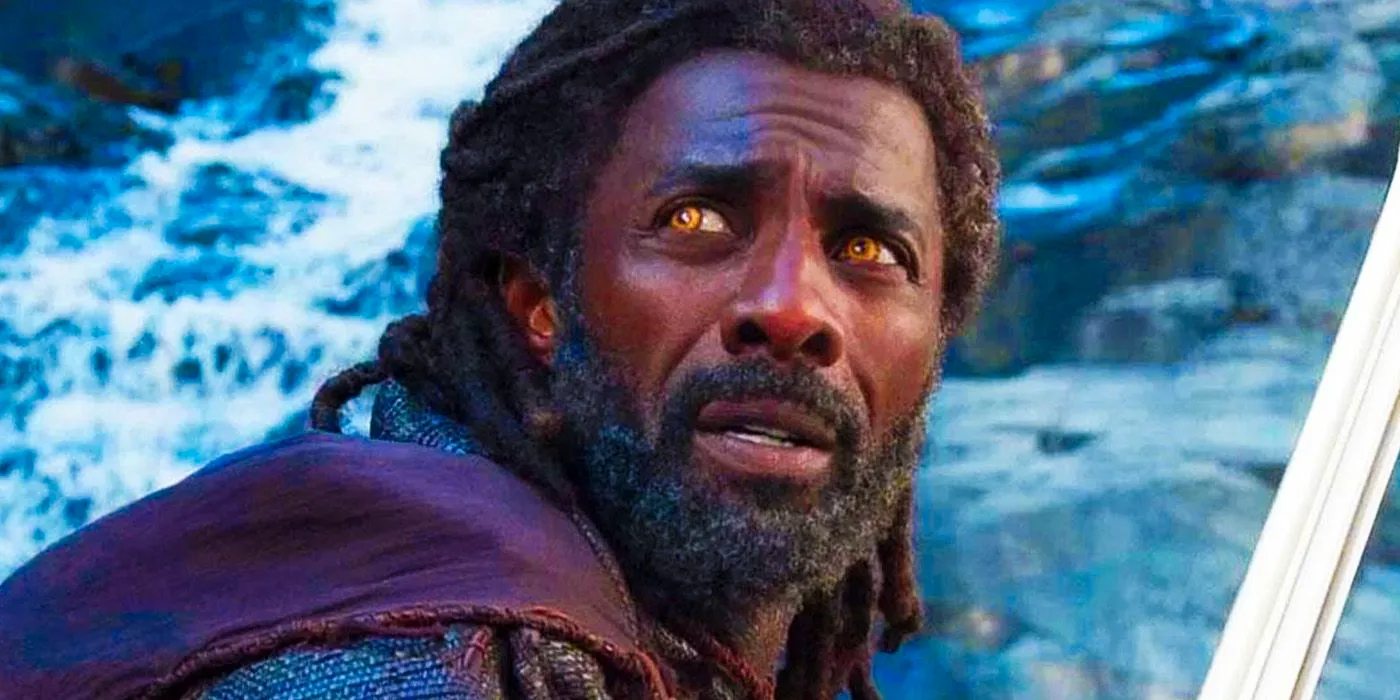 Idris Elba as Heimdall protecting Asgard from Hela in Thor Ragnarok Image