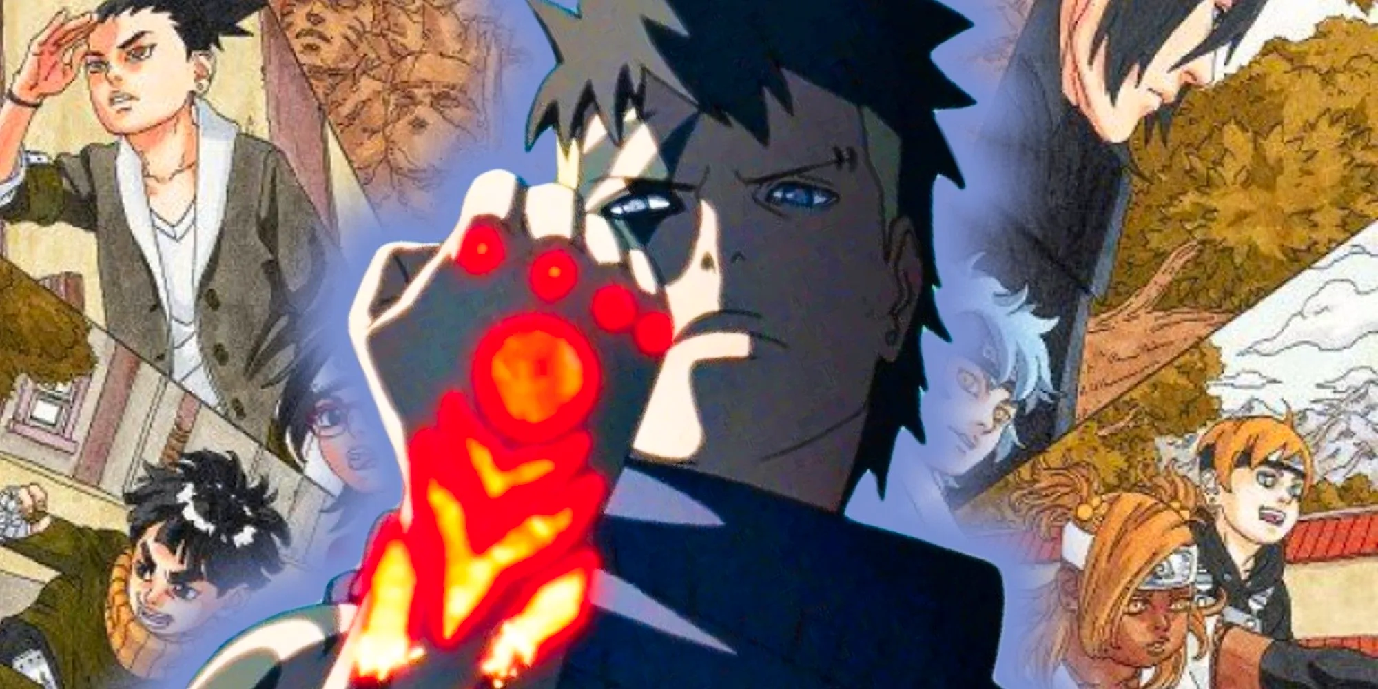 Image of Kawaki flexing his fist and activating Karma Image