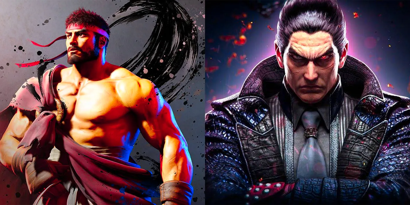 Image of Kazuya Mishima and Ryu in Tekken 8 and Street Fighter 6. Image