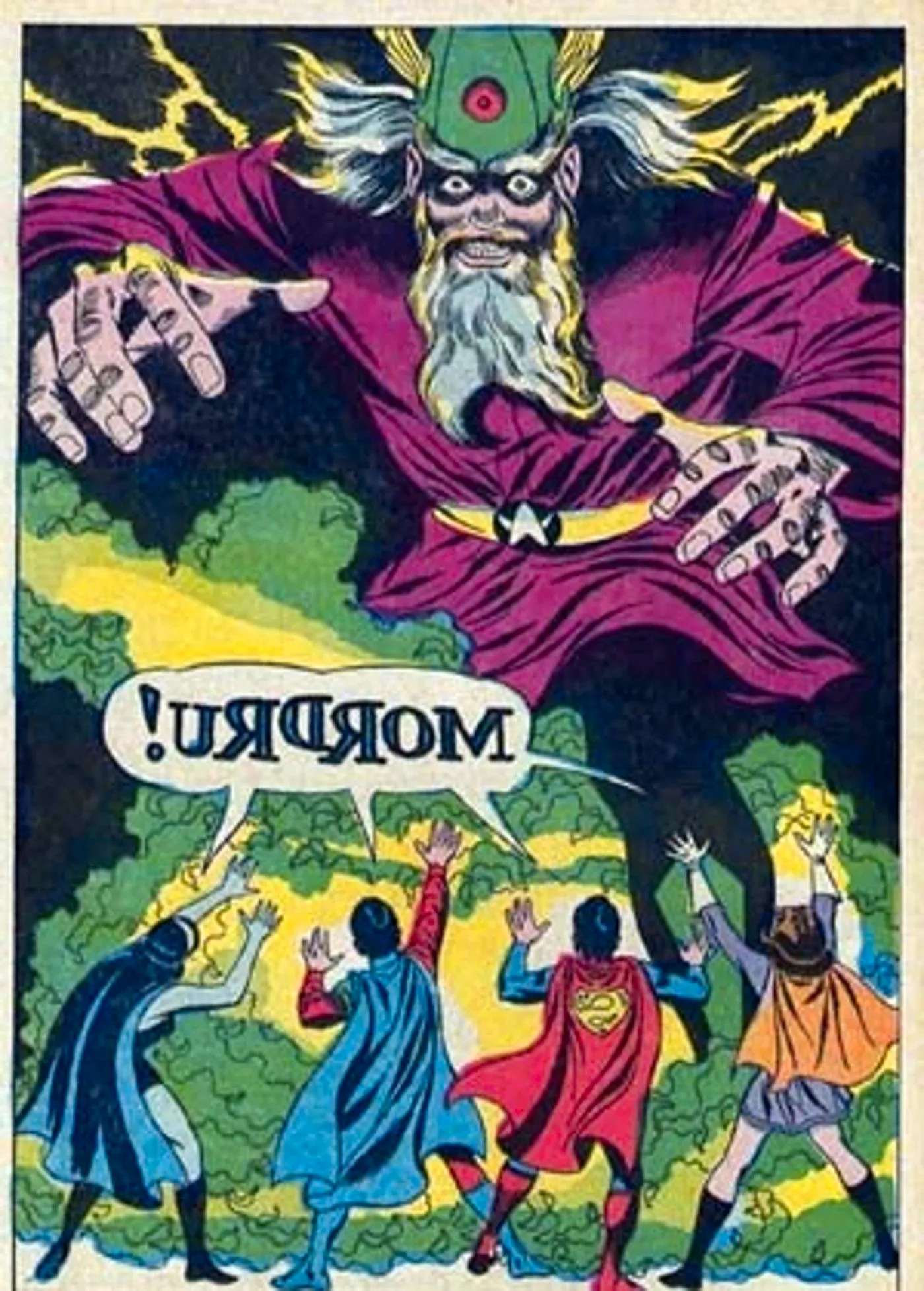 Image of the Legion of Super-Heroes confronting Mordru Image