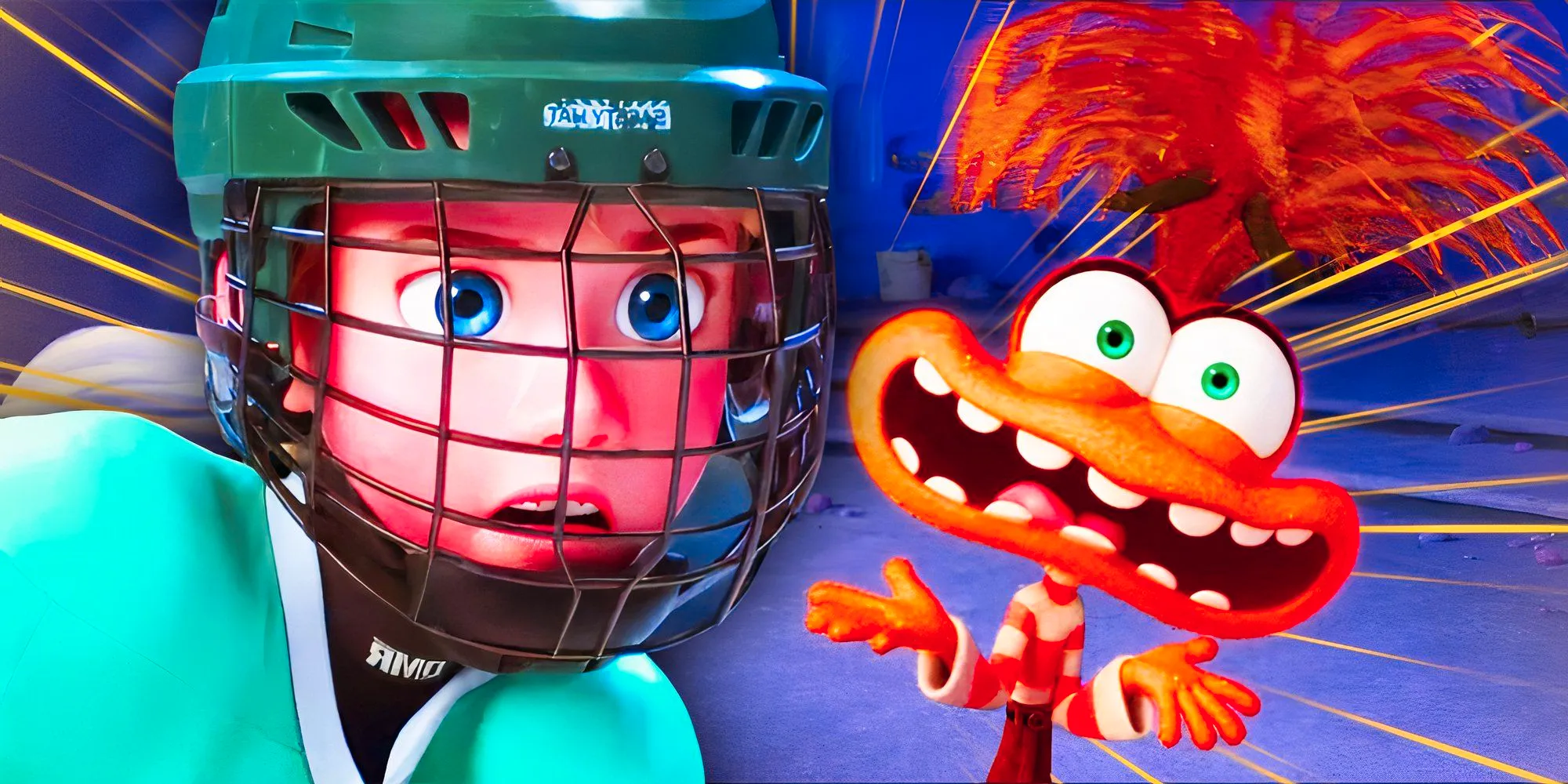 Inside Out 2 Anxiety and Riley playing hockey Image