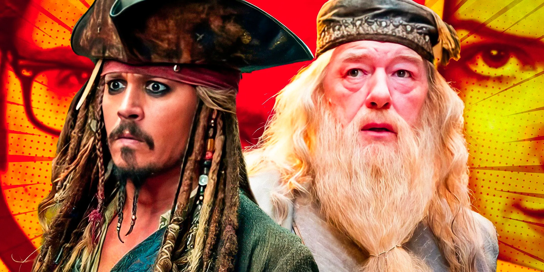 Jack-Sparrow-in-Pirates-Of-The-Caribbean-and-Dumbledore-Harry-Potter Image