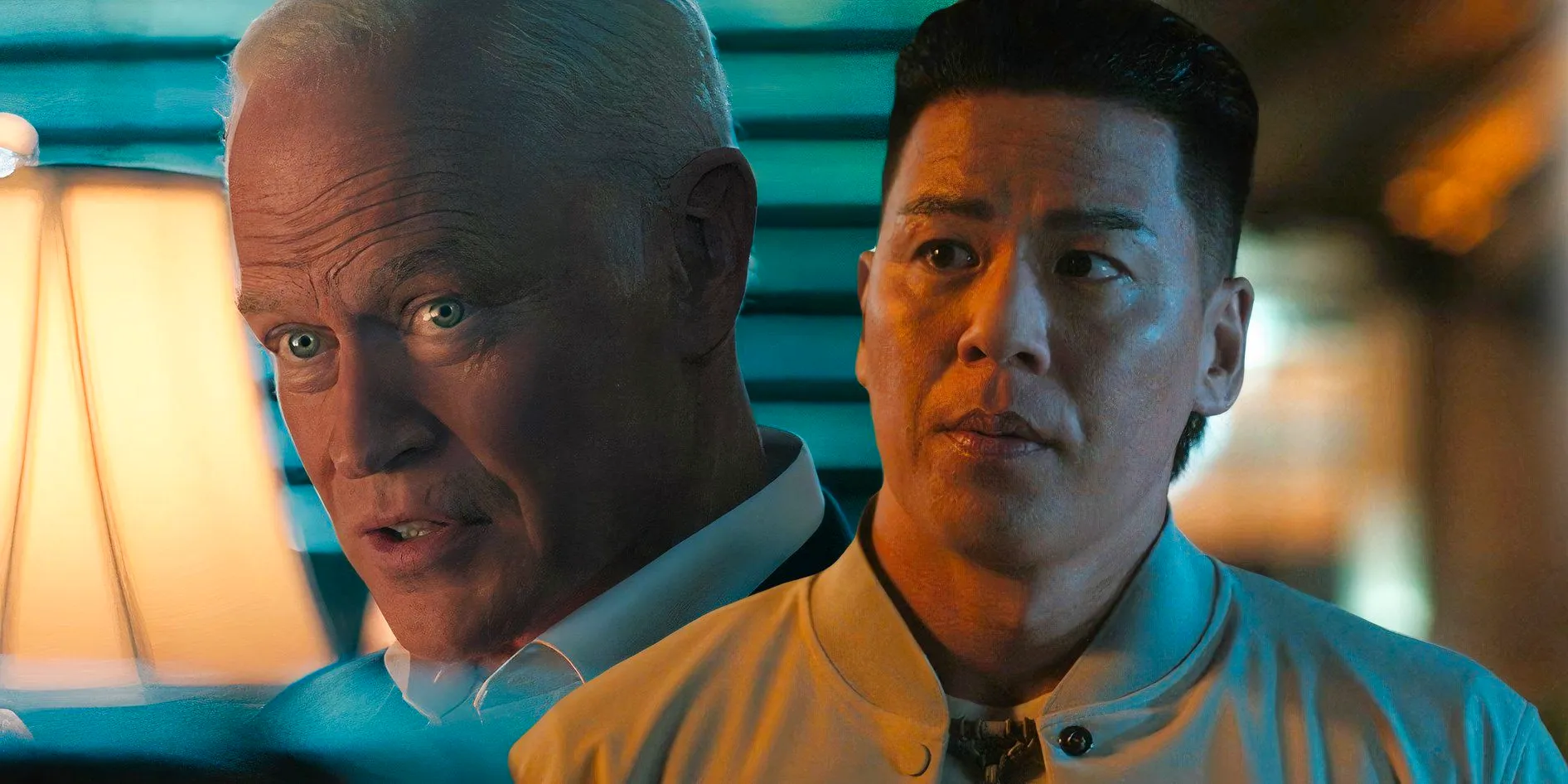 Jackie Ming (Rich Ting) and Cal Thresher (Neal McDonough) in Tulsa King season 2 Image