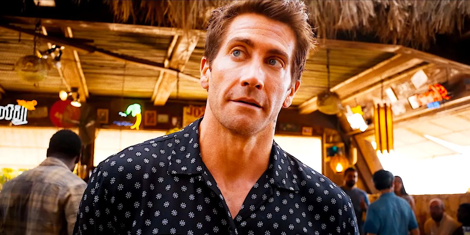 Jake Gyllenhaal as Dalton in Road House with his eyebrows raised Image