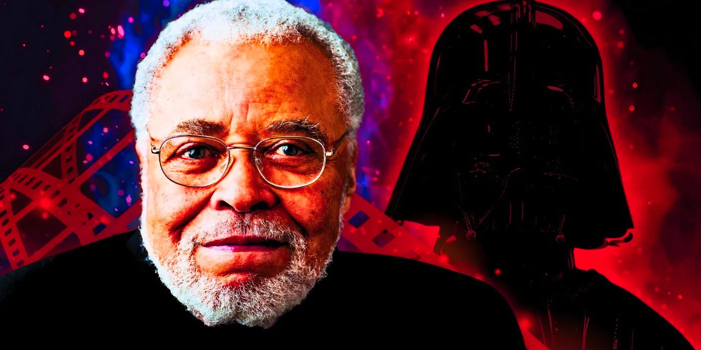 James Earl Jones and Darth Vader's silhouette Image