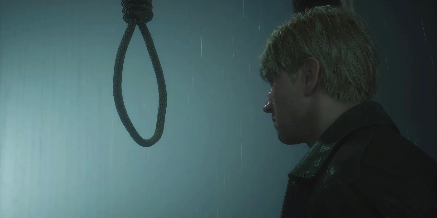 James from Silent Hill 2 Remake Standing in Front of a Noose Image