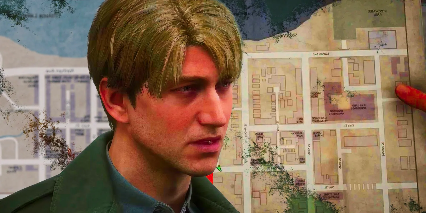 James from Silent Hill 2 Remake with a map Image