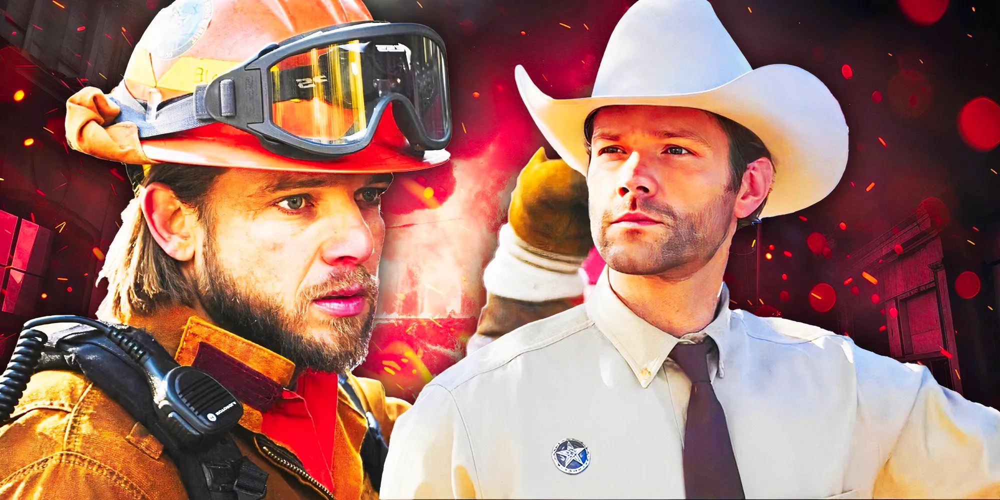 Jared Padalecki in Walker and Max Thieriot in Fire Country. Image