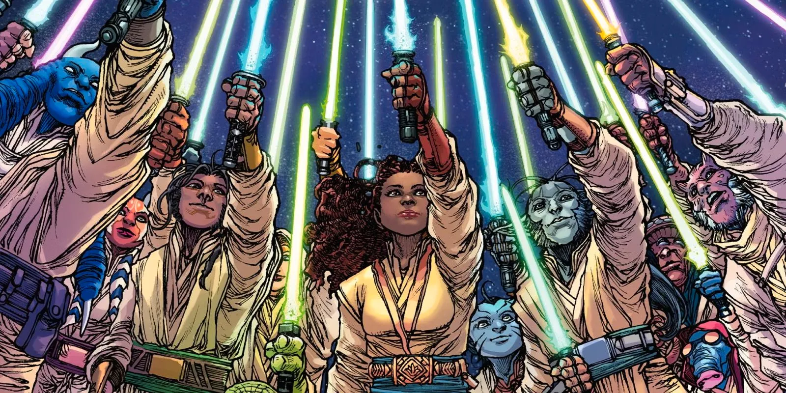 Jedi-raise-their-lightsabers-in-Star-Wars-The-High-Republic-Adventures Image