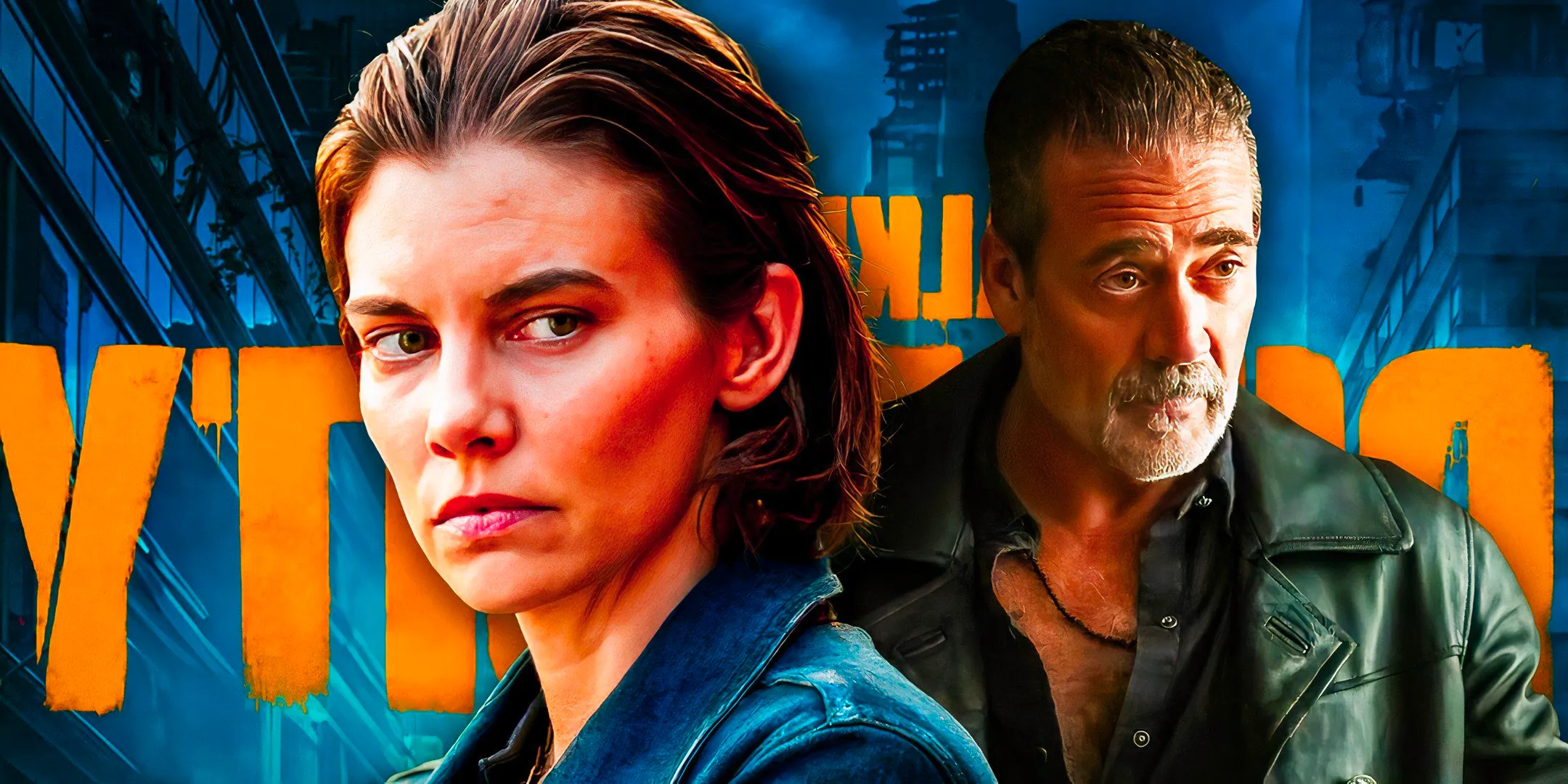 Jeffrey Dean Morgan as Negan and Lauren Cohan as Maggie from The Walking Dead Dead City Image