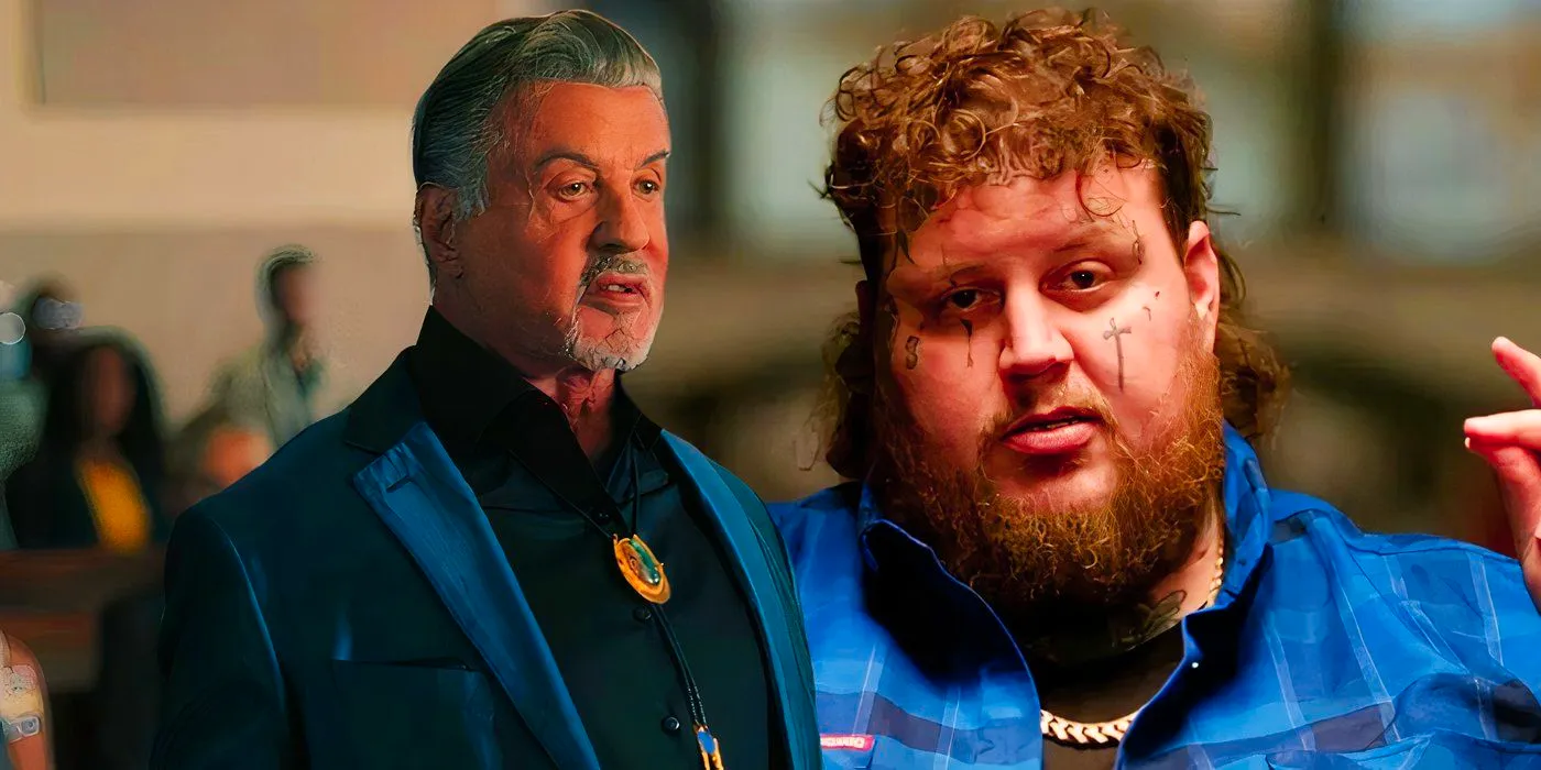 Jelly Roll and Sylvester Stallone as Dwight Manfredi in Tulsa King season 2, episode 1 Image