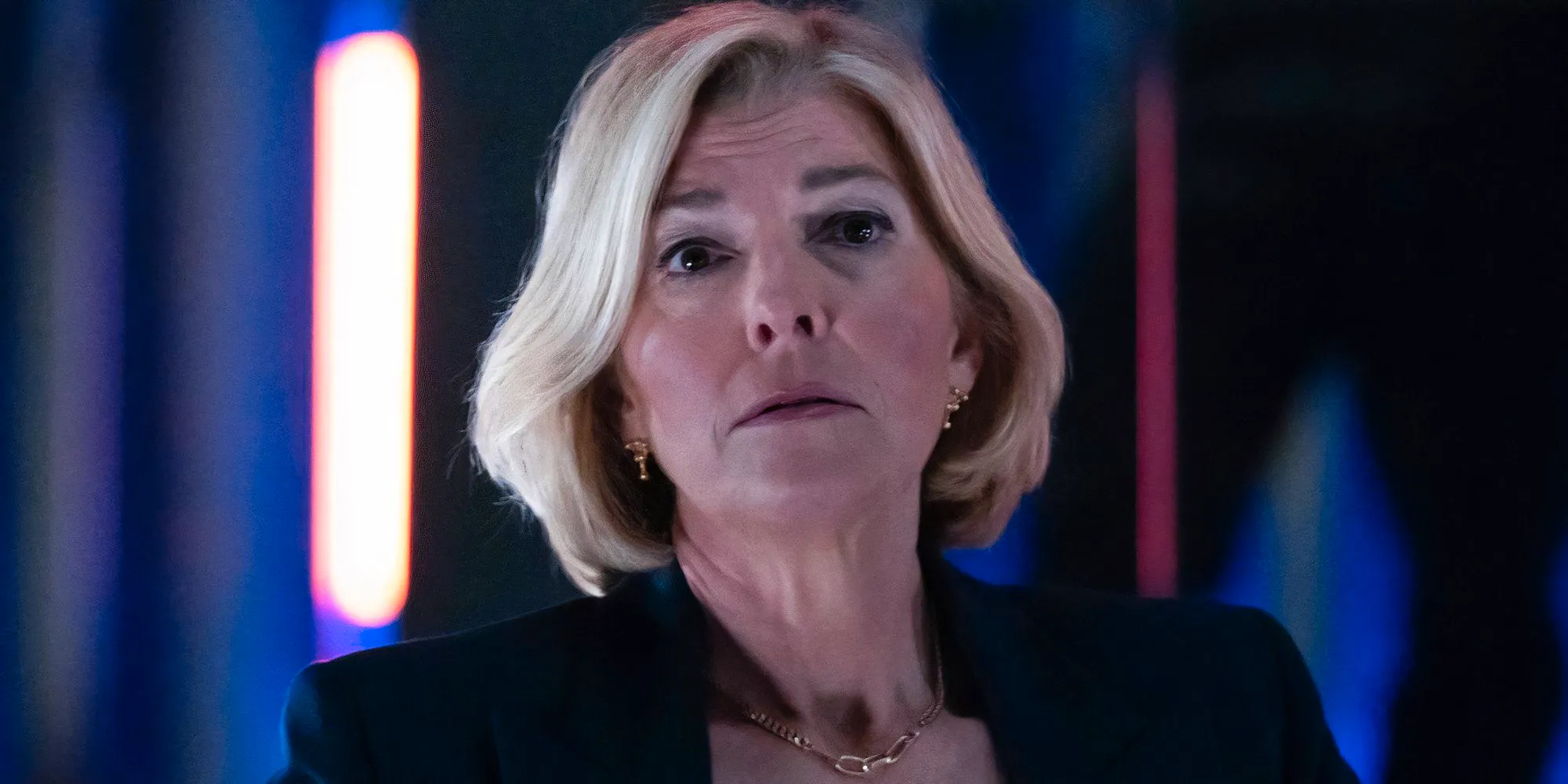 Jemma Redgrave as Kate Stewart looking worried in Doctor Who season 14. Image