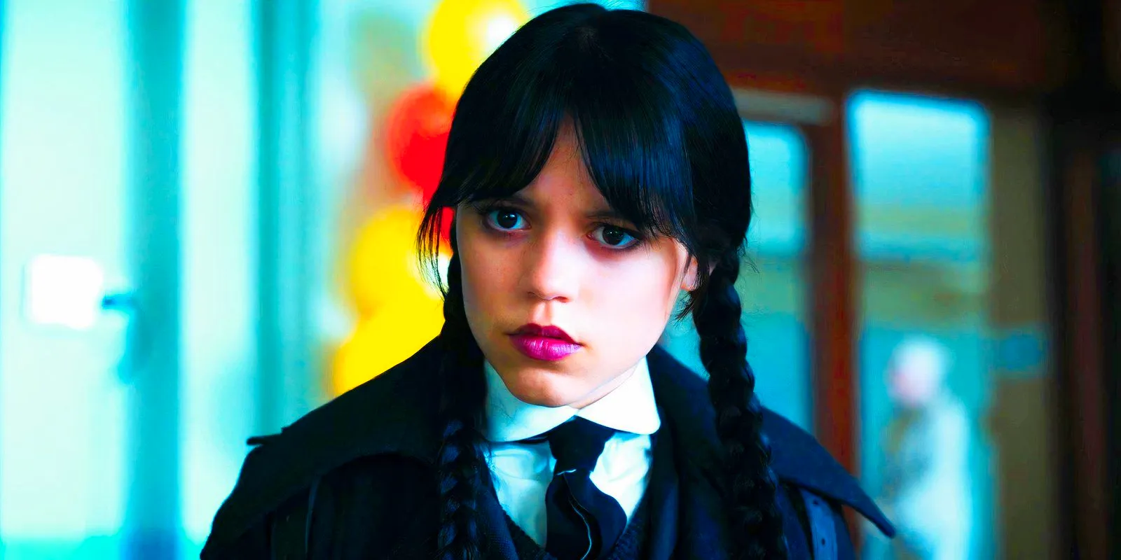 Jenna Ortega scowling as Wednesday Addams in Wednesday season 1 Image