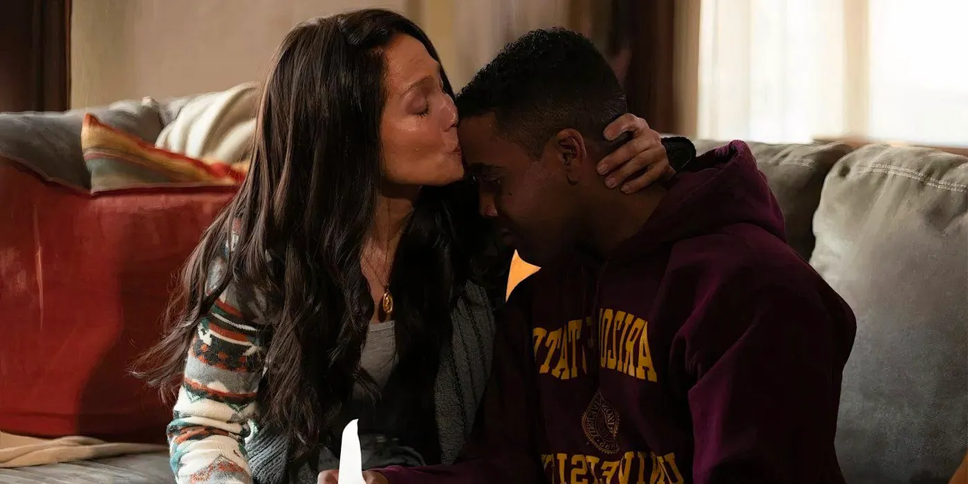 Jennife Lopez kisses Jharrel Jerome's forehead in Unstoppable copy Image