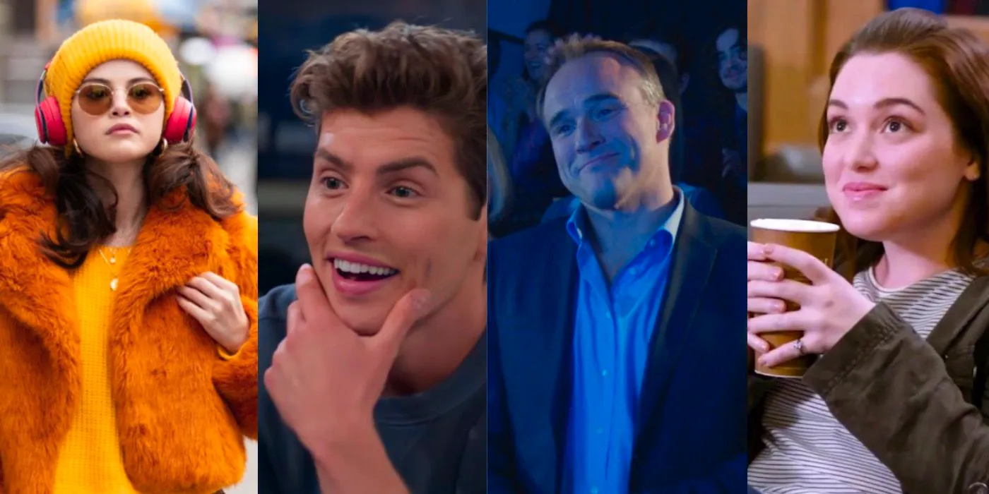 Jennifer Stone, David DeLuise, Gregg Sulkin and Selena Gomez pose in their respective recent shows Image