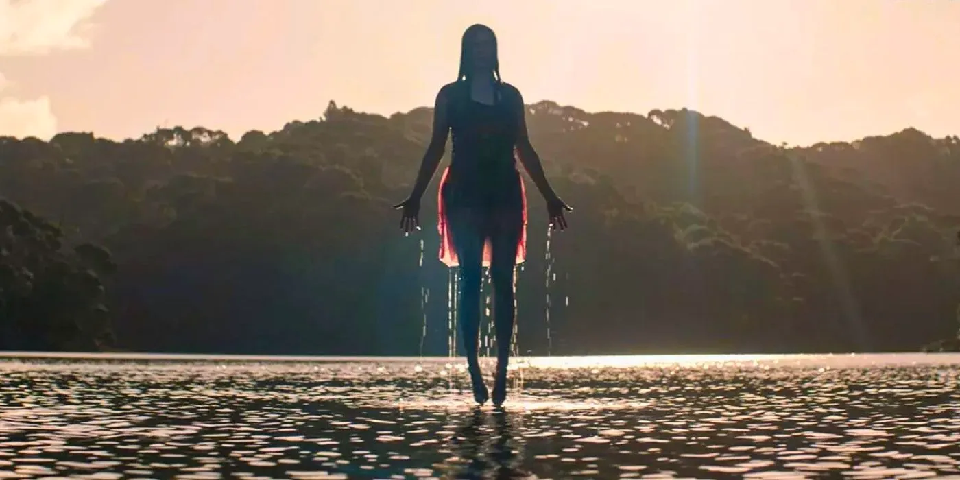 Jessica rising out of the water in Evil Dead Rise Image