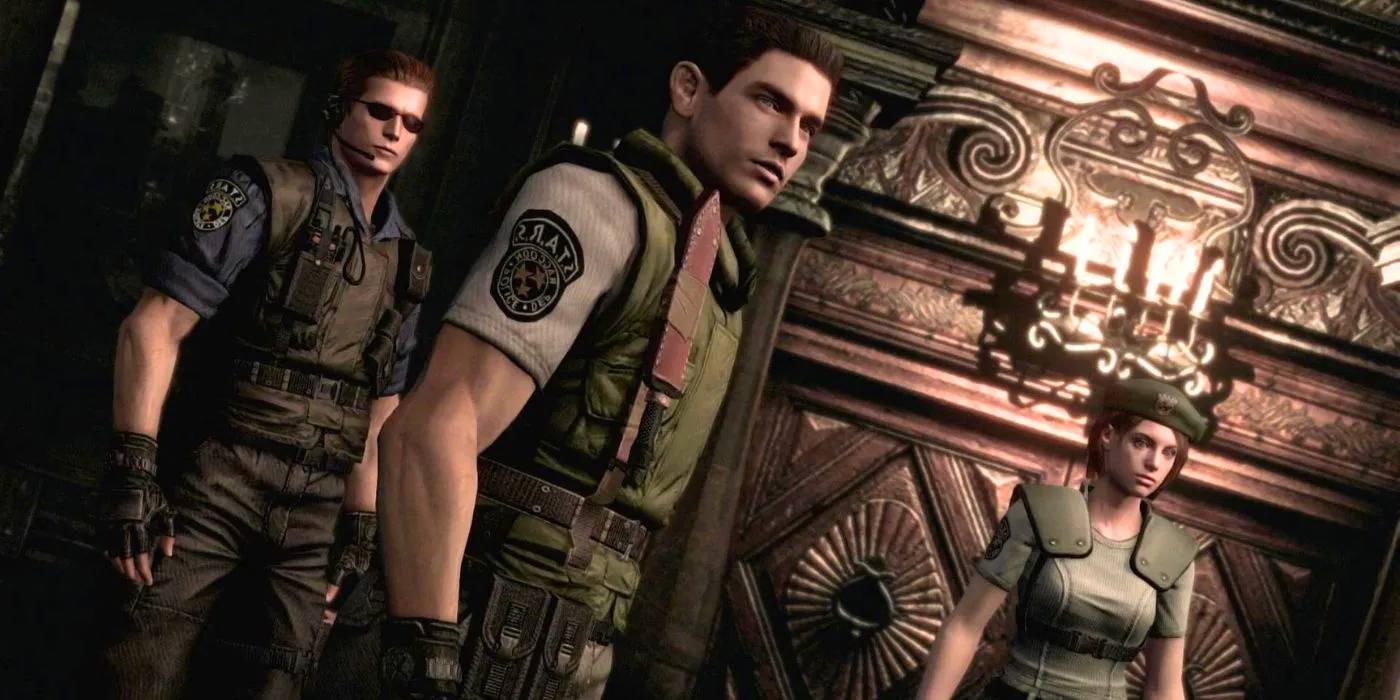 Jill, Chris, and Wesker in the original Resident Evil remake Image