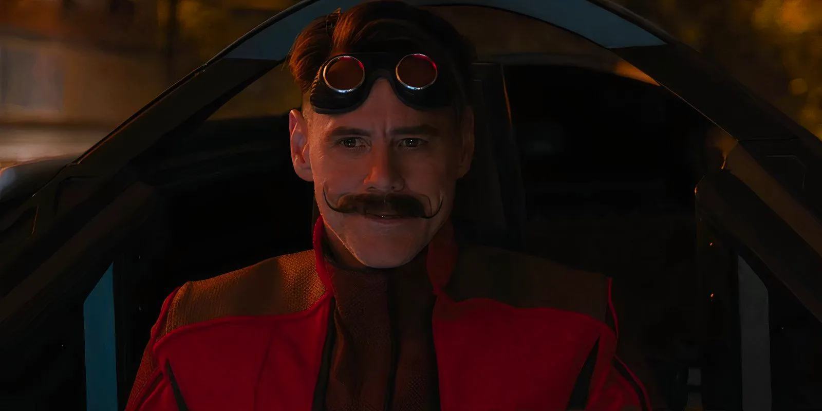 Jim Carrey as Dr. Robotnik smiling in his ship - Sonic the Hedgehog (2020) Image