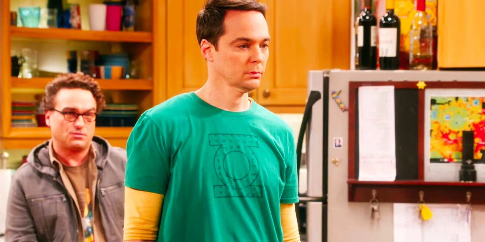 Jim Parsons as Sheldon and Johnny Galecki as Leonard in The Big Bang Theory season 12, episode 23 Image