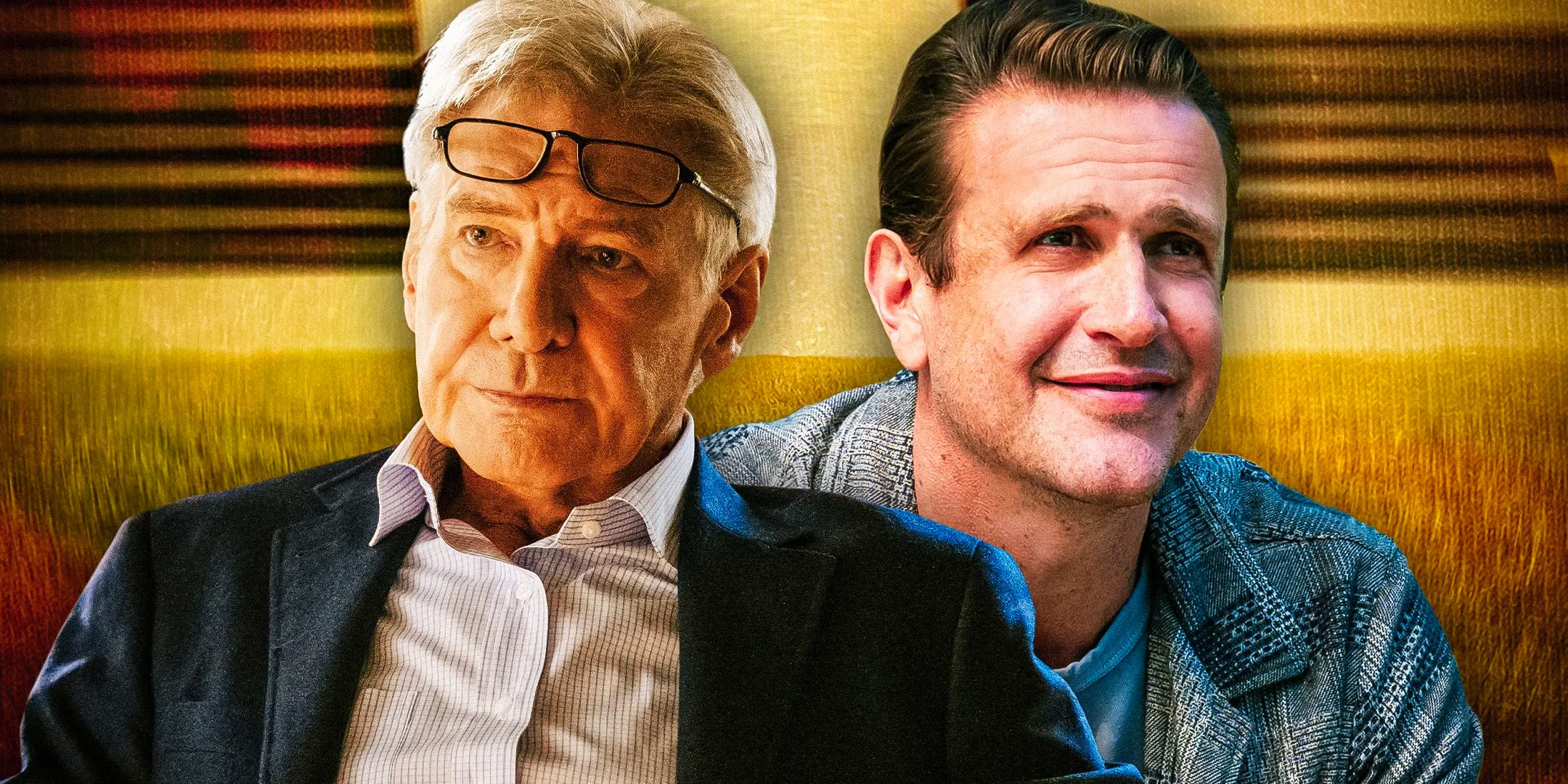 Jimmy (Jason Segel) smiling and Paul (Harrison Ford) looking unexpressive in Shrinking Image