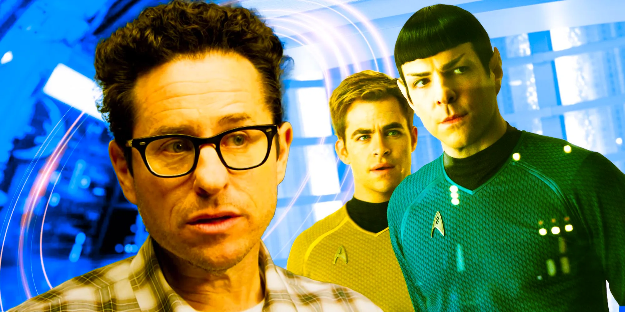 JJ Abrams with Spock and Kirk from Star Trek Into Darkness Image