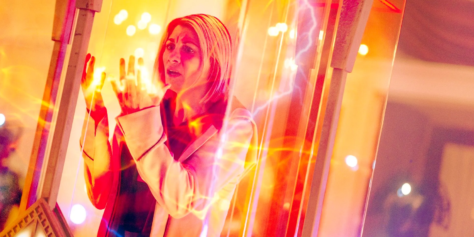 Jodie Whittaker as Thirteenth Doctor regenerating in Doctor Who Image