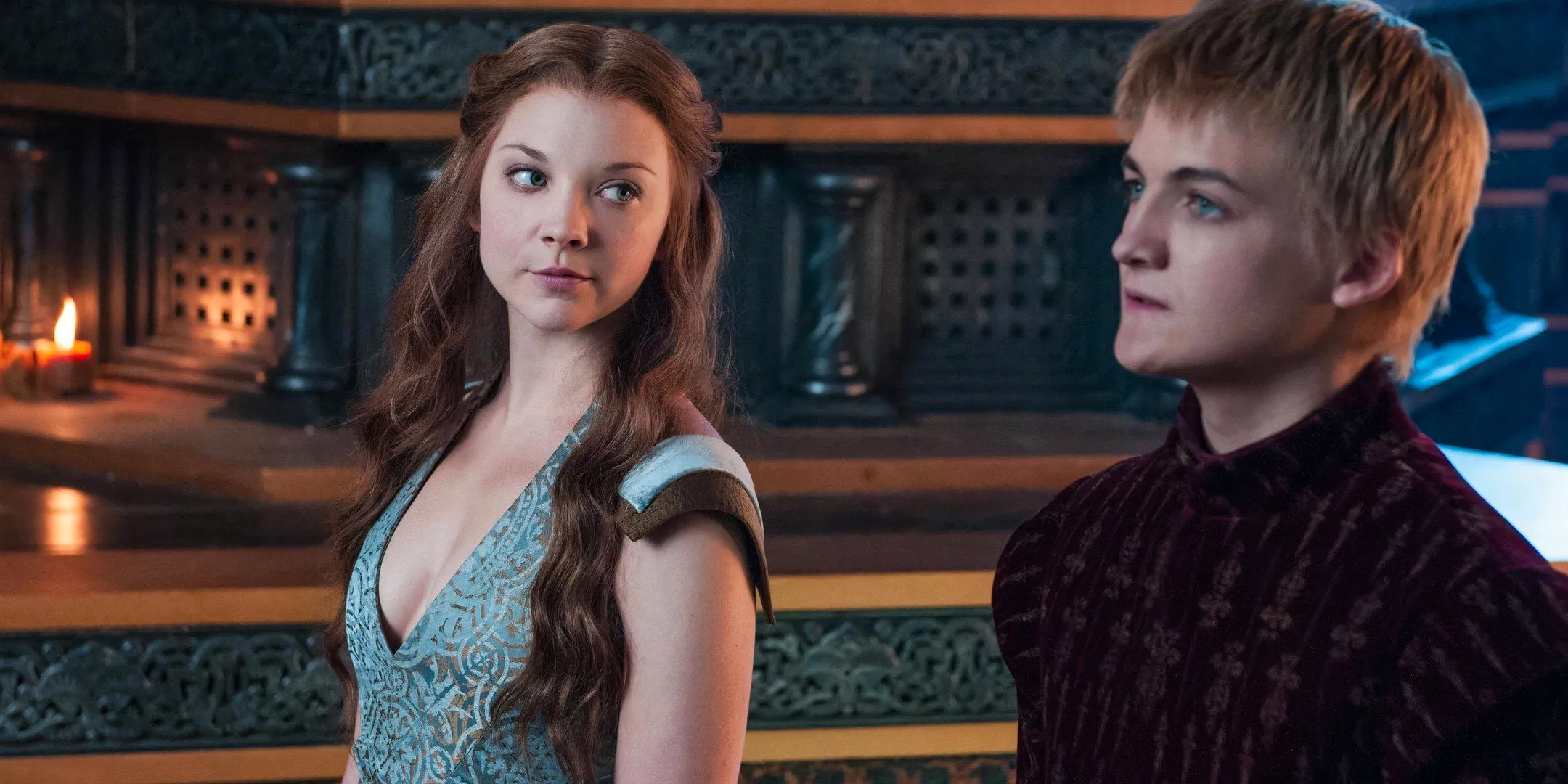 Joffrey (Jack Gleeson) and Margaery (Natalie Dormer) in the Great Sept in Game of Thrones season 3, episode 4 Image