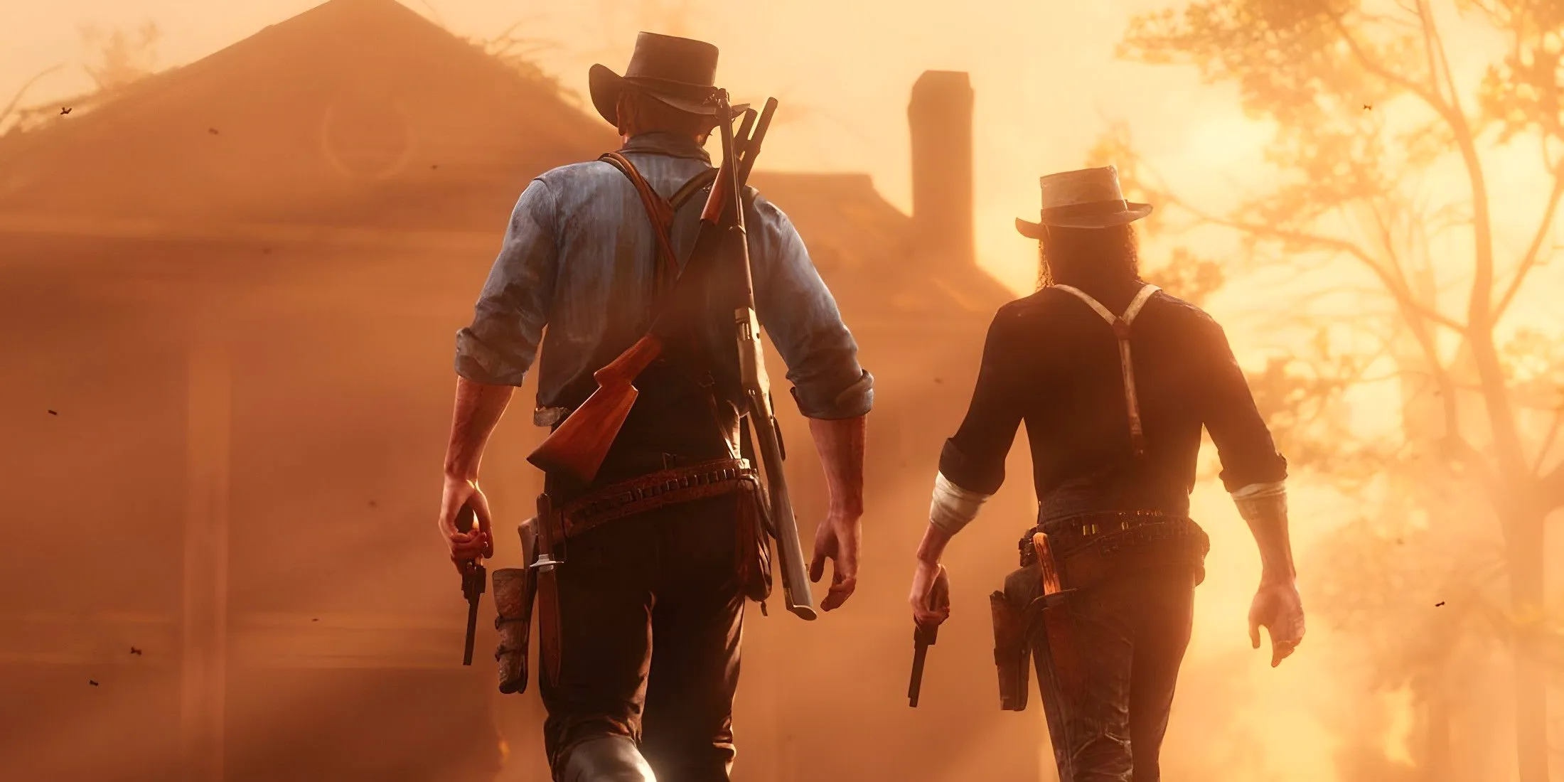 John and Arthur with guns in Red Dead Redemption 2 Image