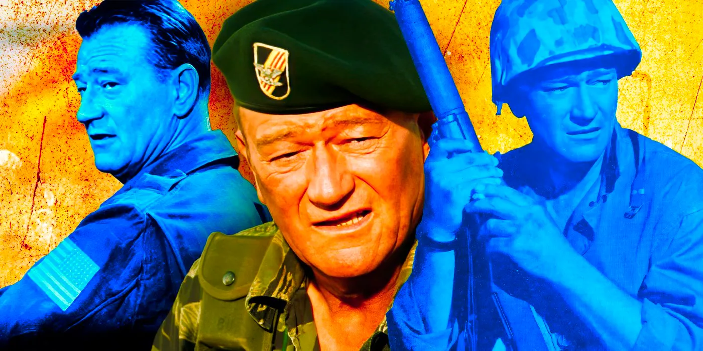 John-Wayne-as-Col.-Mike-Kirby-from-The-Green-Berets-&-John-Wayne-as-Lt.-Col.-Benjamin-Vandervoort-&-John-Wayne-as-Sgt.-John-M Image