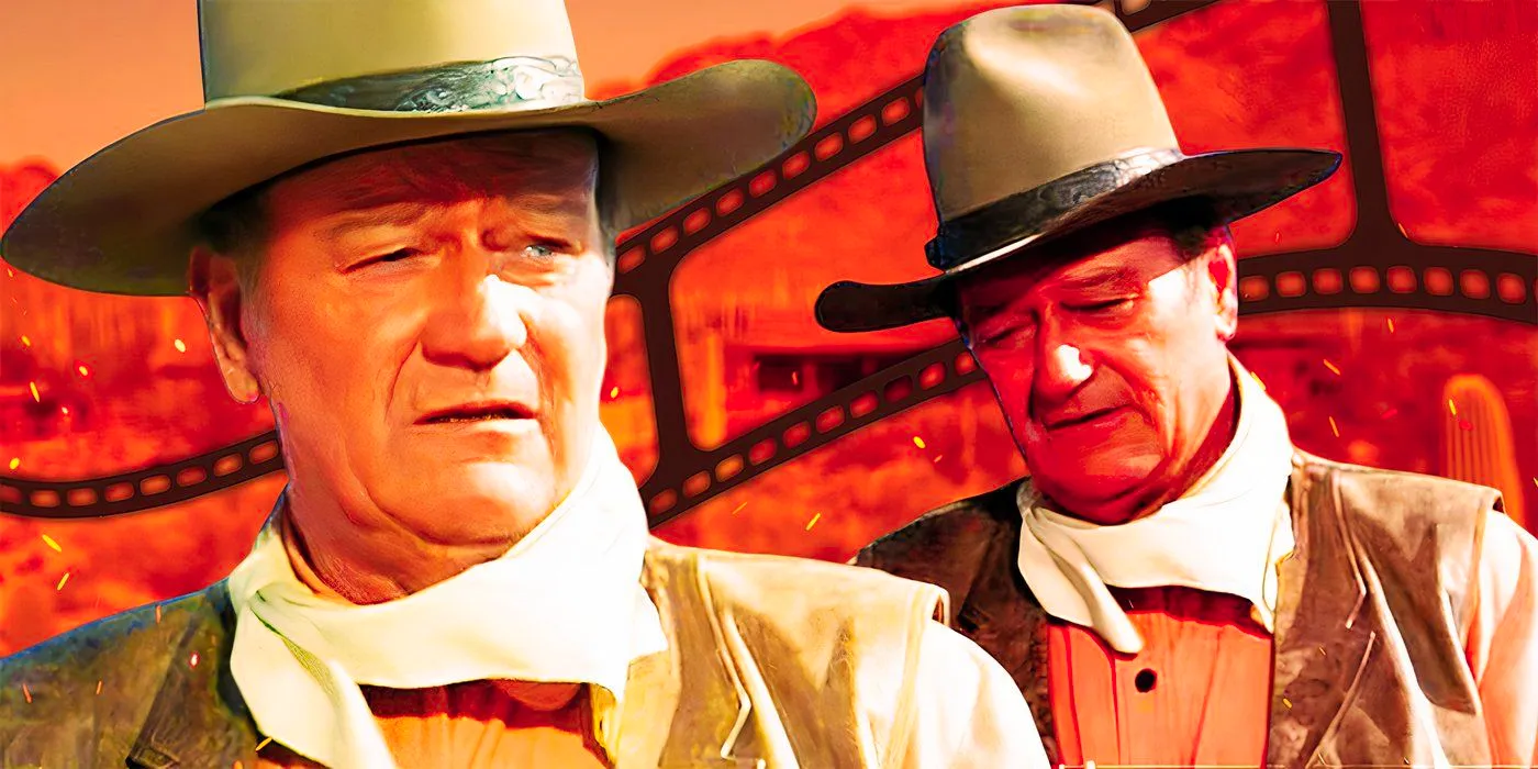 John Wayne as McNally in Rio Lobo against a film strip Image