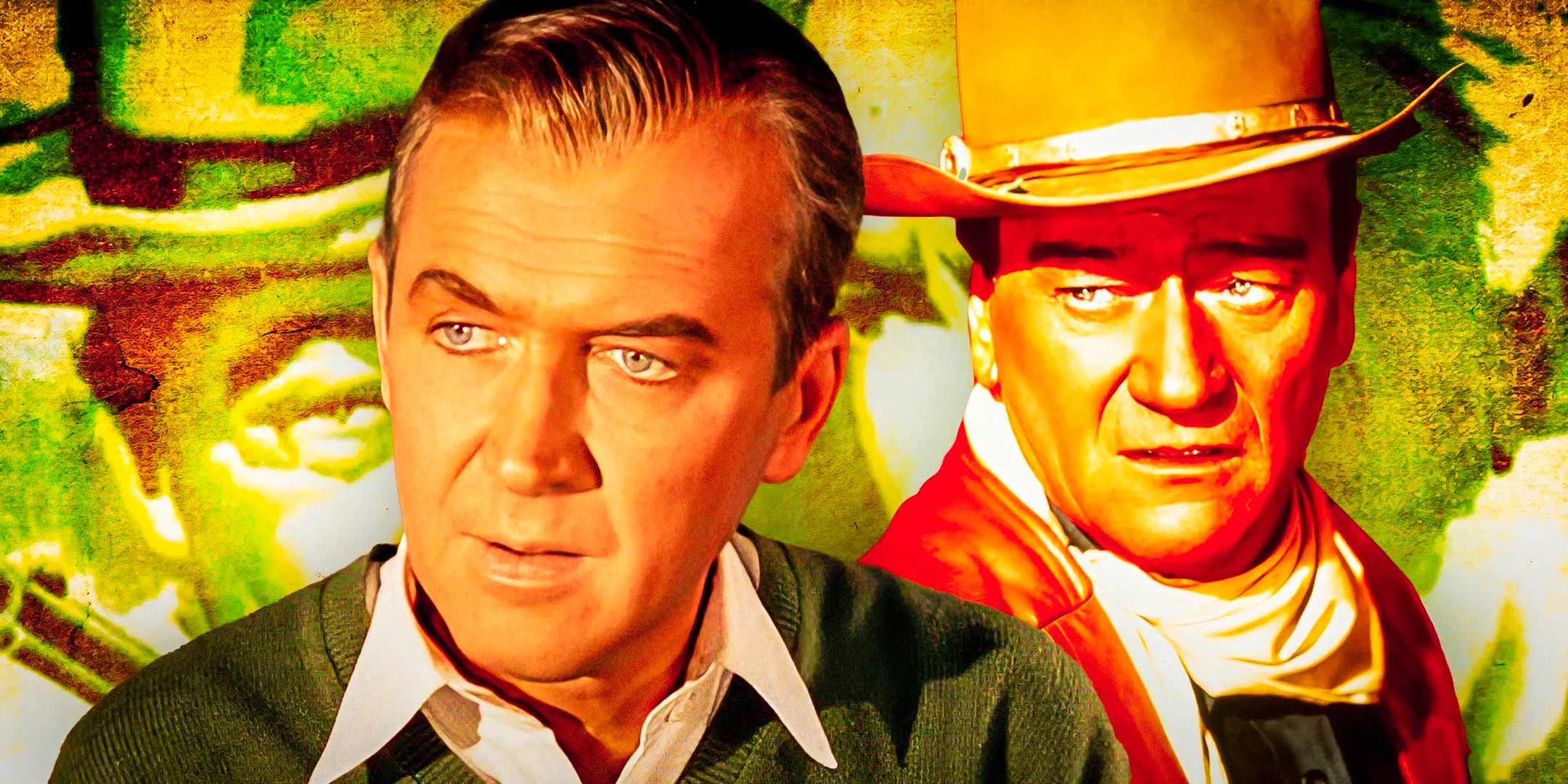 John Wayne in El Dorado and James Stewart in Vertigo Image